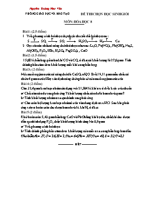 Đề thi chọn học sinh giỏi môn Hóa học khối 8